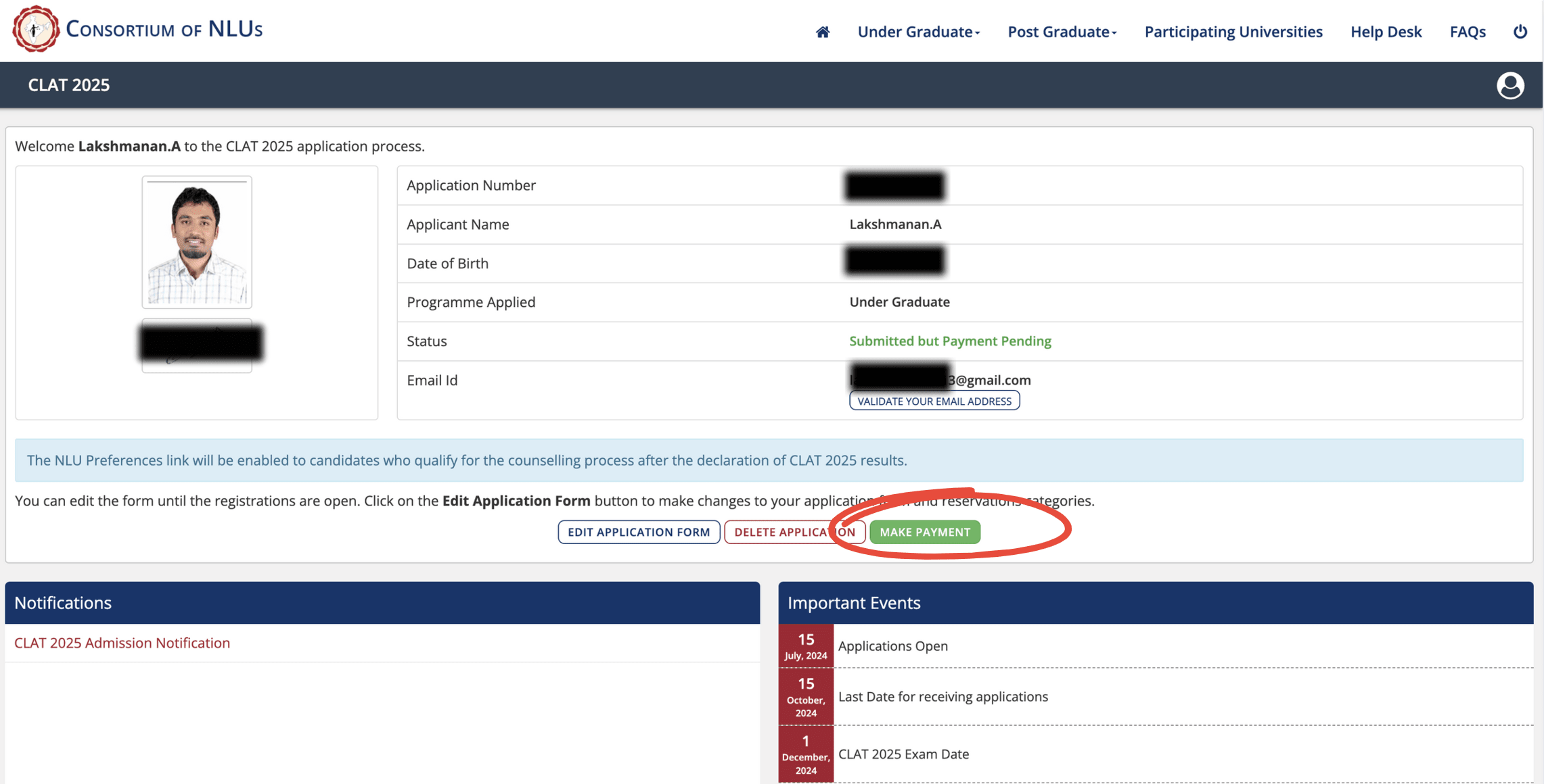 eCourse CLAT 2026 Registration Process